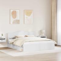 Bedframe met hoofdeinde Wit 200 x 200 cm Massief grenenhout - thumbnail