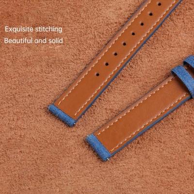 Leren denim bandje - Blauw - Garmin Lily 2 Leren denim bandje - Blauw - Garmin Lily 2