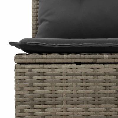 5-delige Loungeset met kussens poly rattan grijs - thumbnail