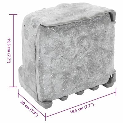 VidaXL Tuinstopcontact met grondpin lichtsensor 4-wegs steenlook grijs