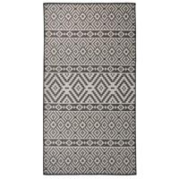 VidaXL Buitenkleed met patroon platgeweven 80x150 cm zwart - thumbnail