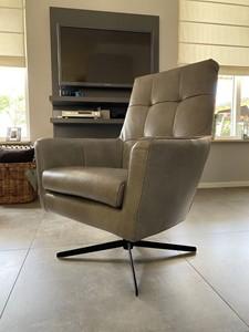 Leren draaifauteuil volledig gestoffeerd - met hoge rug en stervoet - groen leer - Echt leer, Modern, ontdek de vele Leersoorten en Kleuren bij ShopX