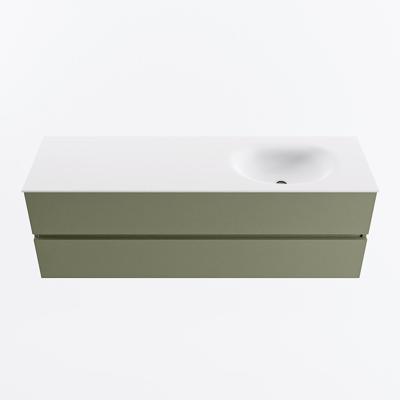 MONDIAZ VICA 150cm badmeubel onderkast Army 2 lades. Wastafel MOON rechts 1 kraangat, kleur Talc.