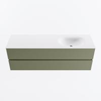 MONDIAZ VICA 150cm badmeubel onderkast Army 2 lades. Wastafel MOON rechts 1 kraangat, kleur Talc. - thumbnail