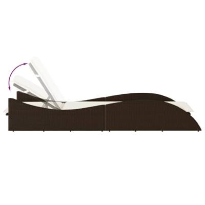 Ligbed met kussen 60x205x73 cm poly rattan bruin - thumbnail