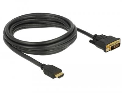 Delock 85655 HDMI-kabel HDMI / DVI Aansluitkabel HDMI-A-stekker, DVI-D 24+1-polige stekker 3 m Zwart Afgeschermd (drievoudig), Vergulde steekcontacten Delock 85655 HDMI-kabel HDMI / DVI Aansluitkabel HDMI-A-stekker, DVI-D 24+1-polige stekker 3 m Zwart Afgeschermd (drievoudig), Vergulde steekcontacten