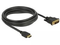 Delock 85655 HDMI-kabel HDMI / DVI Aansluitkabel HDMI-A-stekker, DVI-D 24+1-polige stekker 3 m Zwart Afgeschermd (drievoudig), Vergulde steekcontacten - thumbnail