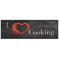 Keukenmat wasbaar cooking-print 60x180 cm fluweel zwart - thumbnail