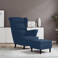 Fauteuil met voetenbank fluweel blauw - thumbnail