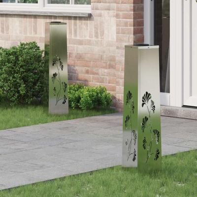 VidaXL Solar led pad licht 2 pcs zilver gegalvaniseerd staal