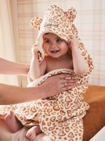 Personaliseerbare badcape van katoengaas LOVELY LÉO hazelnoot - thumbnail