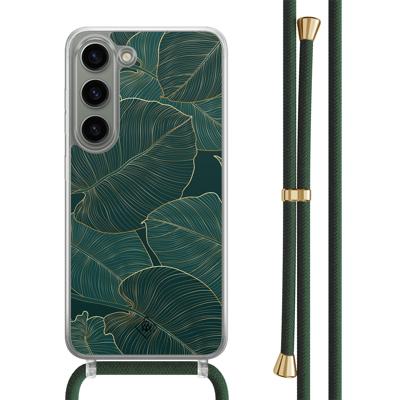 Samsung Galaxy S23 hoesje met groen koord - Monstera leaves