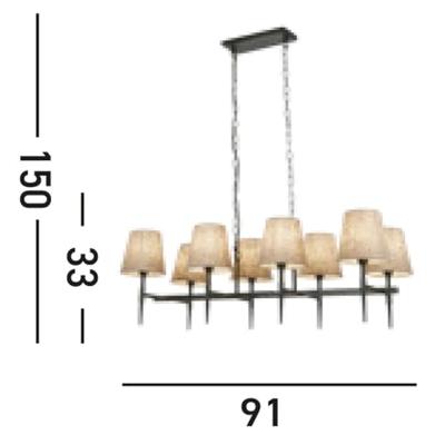 Searchlight 8-lichts hanglampGothic zwart - 30690-8BK
