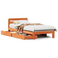 Bedframe zonder matras massief grenenhout wasbruin 90x190 cm - thumbnail