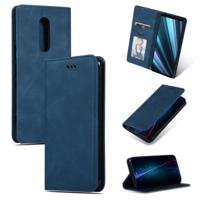 Retro huid voelen Business magnetische horizontale Flip lederen case voor Sony Xperia 1 & Xperia XZ4 (marineblauw) - thumbnail