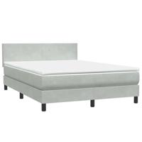 Boxspring met matras fluweel lichtgrijs 160x220 cm - thumbnail