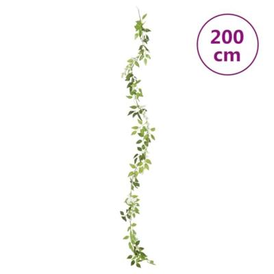 VidaXL Kerstslingers met bloemen 6 st 200 cm wit