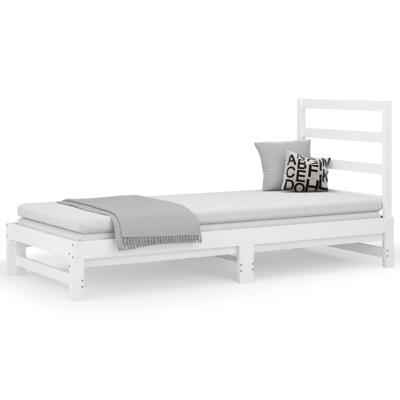 Slaapbank uitschuifbaar massief grenenhout wit 2x(90x200) cm