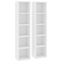 VidaXL Cd-kasten 2 st 21x16x93,5 bewerkt hout wit - thumbnail