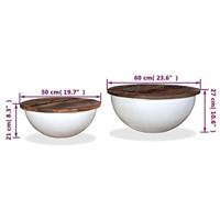 Salontafelset komvormig massief gerecycled hout wit 2-delig - thumbnail