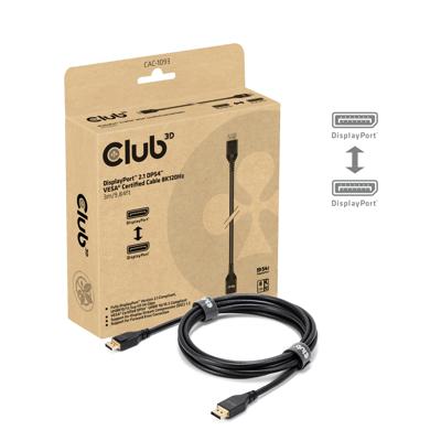 club3D CAC-1093 DisplayPort Adapter [1x DisplayPort stekker - 1x DisplayPort stekker] Zwart 3 m