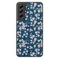 Samsung Galaxy S21 FE hoesje - Bloemen blauw - thumbnail