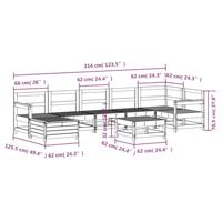 8-delige Loungeset massief grenenhout wit - thumbnail