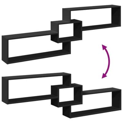 Wandkast 158x18x53 cm bewerkt hout zwart