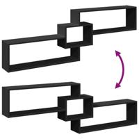 Wandkast 158x18x53 cm bewerkt hout zwart - thumbnail