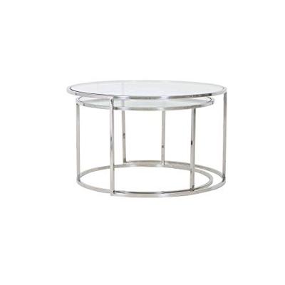 Light & Living Salontafel 'Duarte' Set van 2 stuks, nikkel+glas