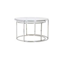 Light & Living Salontafel 'Duarte' Set van 2 stuks, nikkel+glas - thumbnail