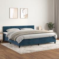 Boxspring met matras fluweel donkerblauw 200x200 cm - thumbnail