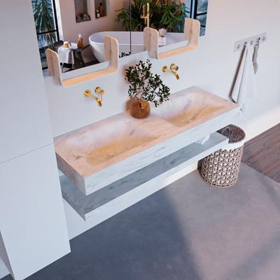 MONDIAZ ALAN-DLUX 130cm planchet Opalo. Vrijhangende wastafel CLOUD dubbel zonder kraangat, kleur Opalo. MONDIAZ ALAN-DLUX 130cm planchet Opalo. Vrijhangende wastafel CLOUD dubbel zonder kraangat, kleur Opalo.