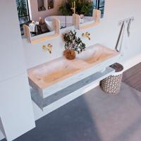 MONDIAZ ALAN-DLUX 130cm planchet Opalo. Vrijhangende wastafel CLOUD dubbel zonder kraangat, kleur Opalo. - thumbnail