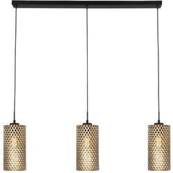 Freelight Hanglamp Cestino 3 lichts L 100 cm zwart - goud