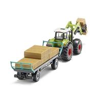 Siku 1946 Tractor met balen grijper en trailer voor ronde balen 1:50 - thumbnail