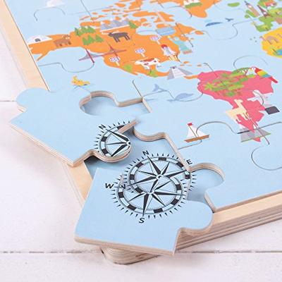 Bigjigs houten wereldkaart puzzel, 35dlg.