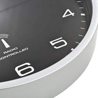 VidaXL Wandklok met quartz uurwerk radiogestuurd 31 cm zwart - thumbnail