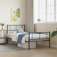 Bedframe met hoofd- en voeteneinde metaal zwart 80x200 cm - thumbnail