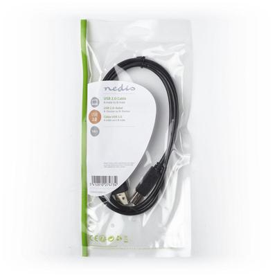 USB 2.0-Kabel | A Male - B Male | 1,0 m | Zwart