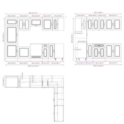 14-delige Keukenkastenset Kalmar bewerkt hout oud houtkleurig