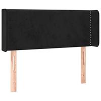 Hoofdbord met randen 83x16x78/88 cm fluweel zwart - thumbnail