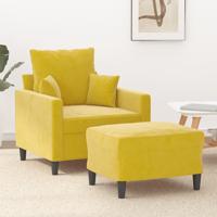 Fauteuil met voetenbank 60 cm fluweel geel - thumbnail