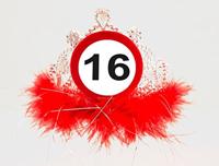 16 Jaar Verkeersbord Tiara - thumbnail
