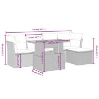 6-delige Loungeset met kussens poly rattan grijs - thumbnail