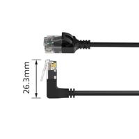 ACT Zwarte 5 meter U/UTP CAT6A LSZH slimline patchkabel met RJ45 connectoren. recht naar 90° haaks - thumbnail