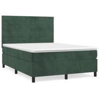 Boxspring met matras fluweel donkergroen 160x200 cm - thumbnail