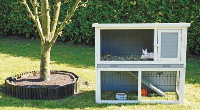 Konijnenhok bouwpakket met plastic lade en ren grijs/wit 91 cm buitenverblijf Gebr. de Boon - Gebr de boon