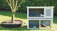 Konijnenhok bouwpakket met plastic lade en ren grijs/wit 91 cm buitenverblijf Gebr. de Boon - Gebr de boon - thumbnail