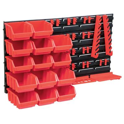 39-delige Opslagbakkenset met wandpanelen rood en zwart 39-delige Opslagbakkenset met wandpanelen rood en zwart